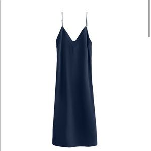 Cuyana Silk Slip Dress in Navy Blue